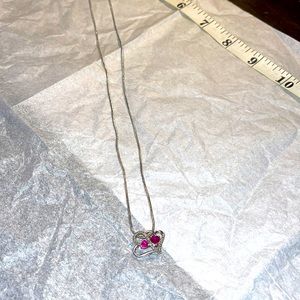 Double heart July birthstone necklace
